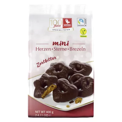 Mini Herzen Sterne Brezeln Lebkuchen - Zartbitter (400g)