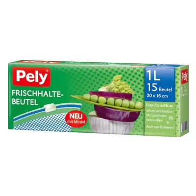 Pely Frischhaltebeutel mit Verschluss 1 Liter (15Stk.)