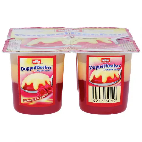 M&uuml;ller Doppeldecker Himbeer/Vanille (4x125g)