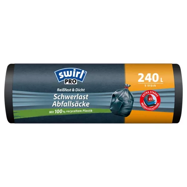 Swirl Schwerlast-M&uuml;llbeutel mit Zugband 240L (5Stk.)