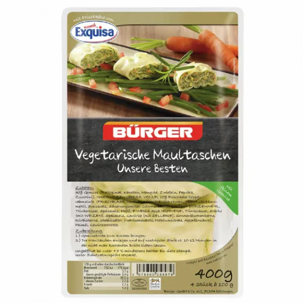 B&uuml;rger Vegetarische Maultaschen (4x100g)