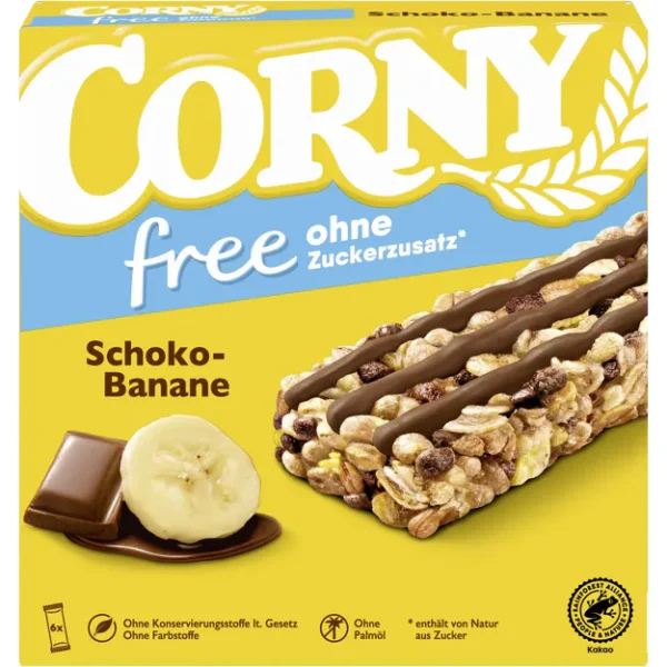 Corny M&uuml;sliriegel Schoko-Banane ohne Zuckerzusatz (6Stk.)