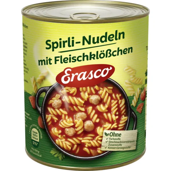 Erasco Spirli-Nudeln mit Fleischkl&ouml;&szlig;chen (800g)
