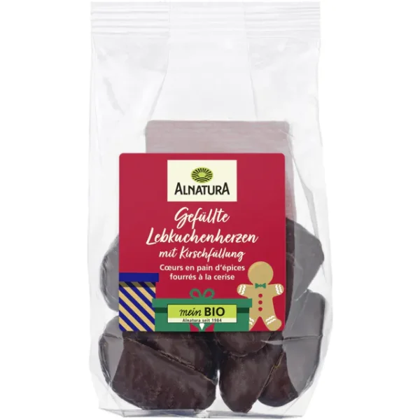 Alnatura Bio Gef&uuml;llte Lebkuchenherzen mit Kirschf&uuml;llung (125g)