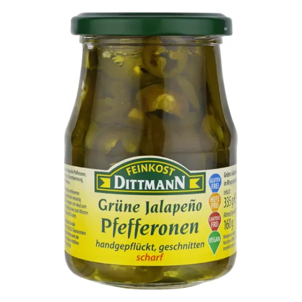 Feinkost Dittmann Gr&uuml;ne Jalapeno scharf in Ringe (335g)