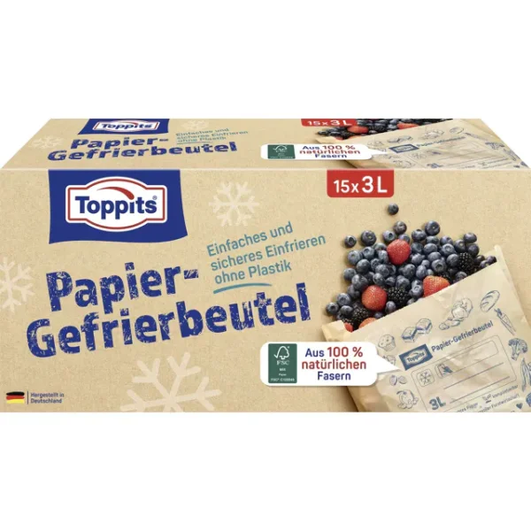 Toppits Papier Gefrierbeutel 3 Liter (15Stk.)