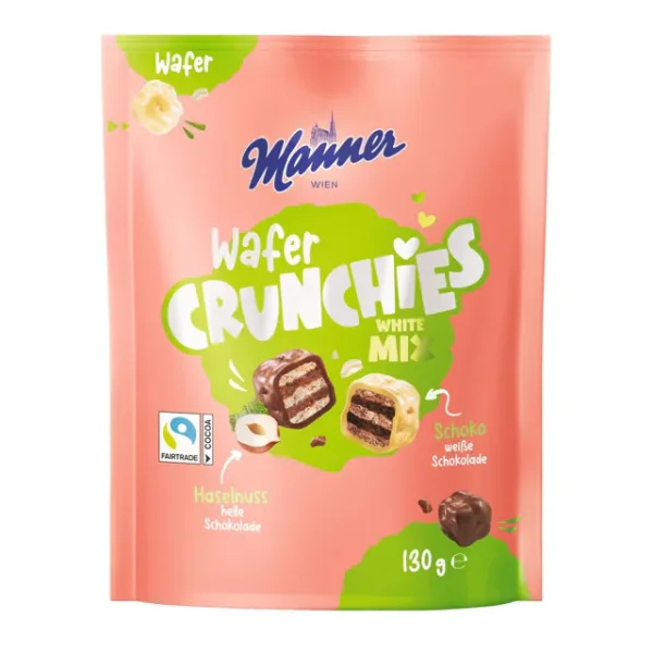 Manner Wafer Crunchies Mix White Haselnuss &amp; Schoko (130g)