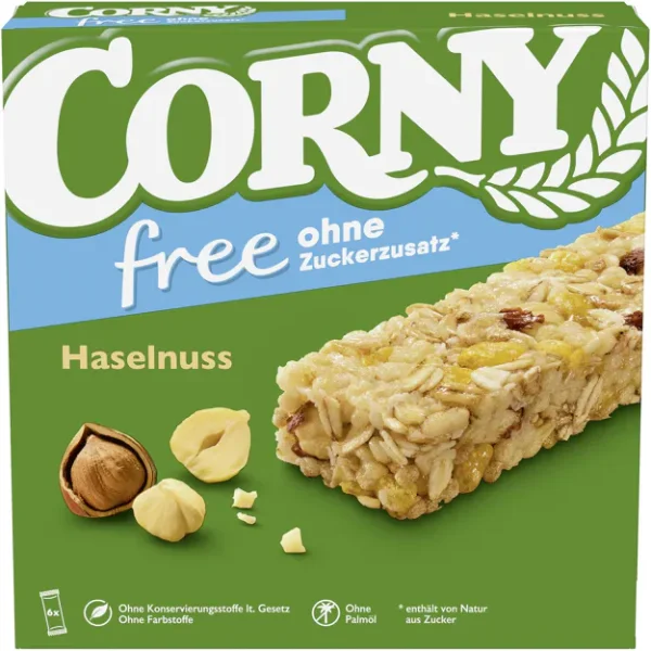 Corny M&uuml;sliriegel Haselnuss ohne Zuckerzusatz (6Stk.)