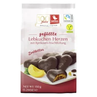 Weiss Gefüllte Lebkuchenherzen - Zartbitter (150g)